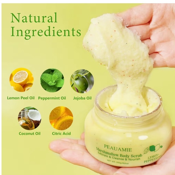 Peauamie Lemon + Peppermint Marshmallow Body Scrub NIP - Picture 4 of 9